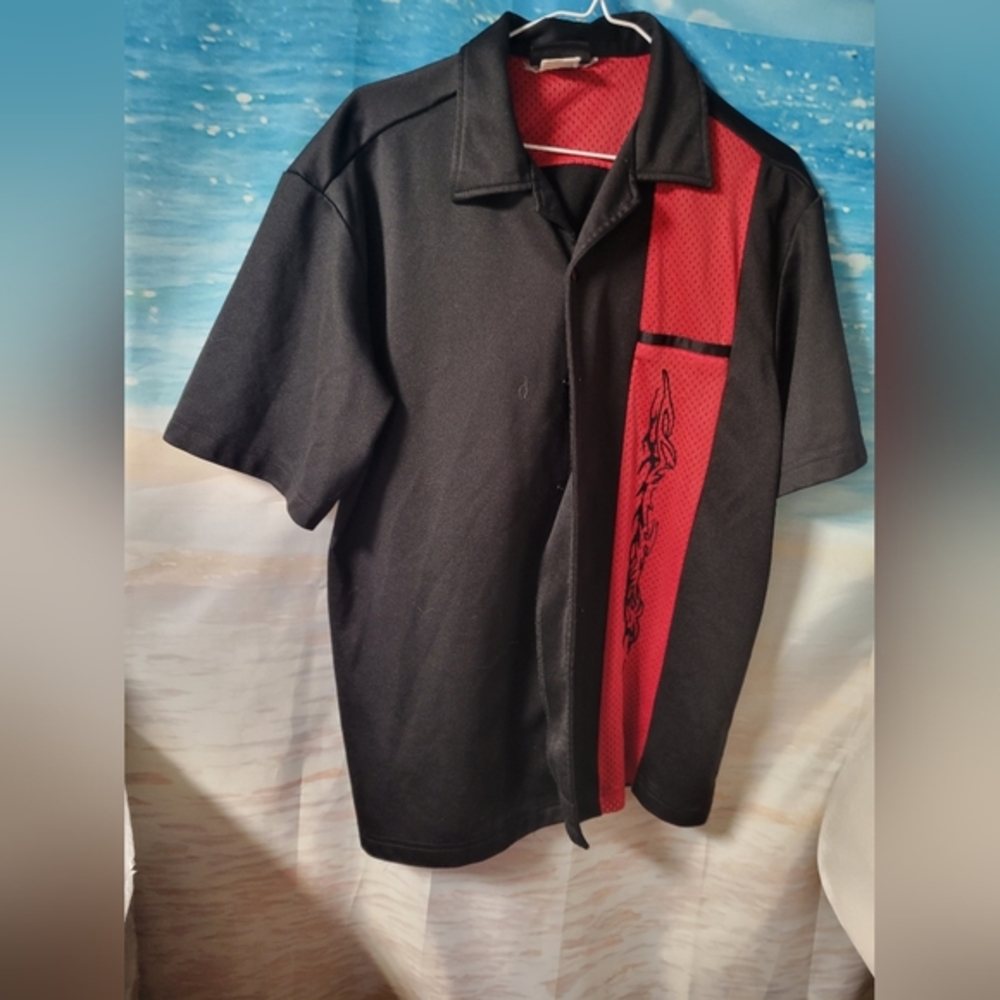 Anchor Blue Mens Short Sleeve Button Up Shirt Size Medium